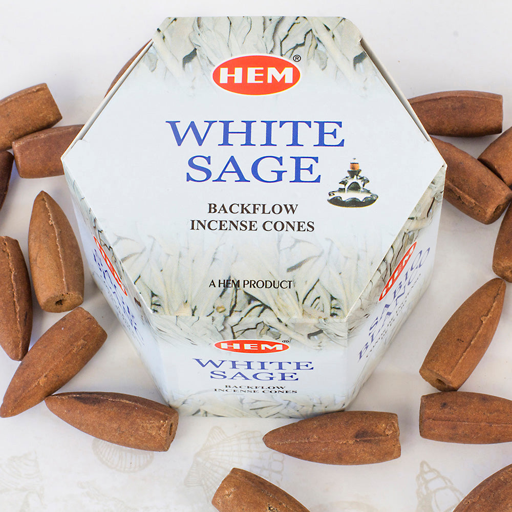 White Sage Back-flow Incense Cones Mi Chakra