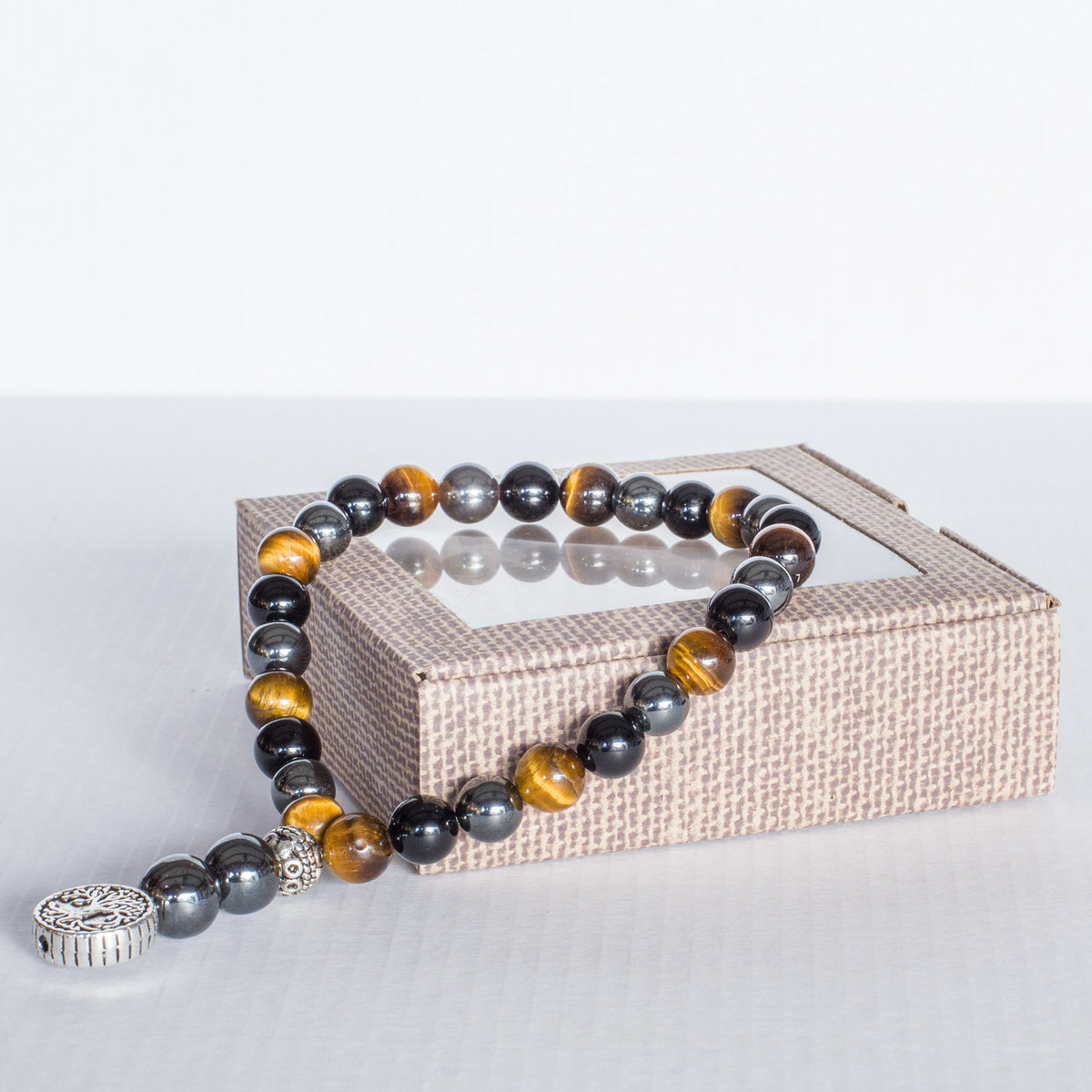 Triple Protection Worry Beads (Tiger’s eye, Hematite &amp; Obsidian) Mi Chakra