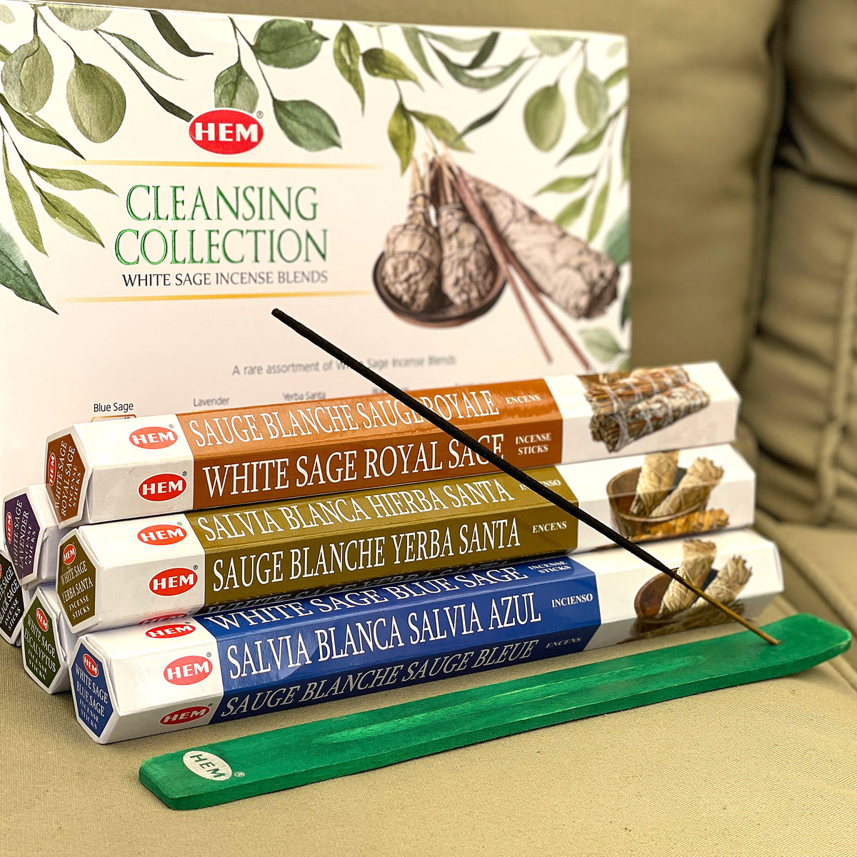 Cleansing collection incense gift pack - An all-in-one White Sage cleansing kit with 60 incense stick blends. Cleansing your home, crystals and crystal jewelry has never been easier. There are 6 rare assortments of White Sage blended together with Lavender, Yerba Santa, Black Sage, Eucalyptus, Royal Sage and Blue Sage.