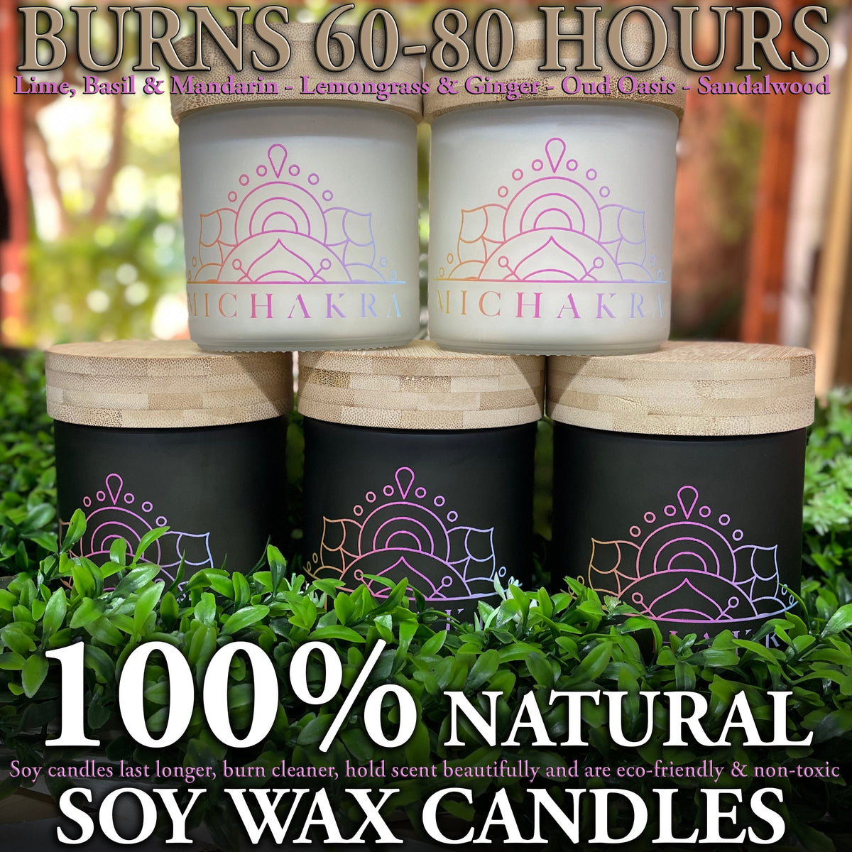 100% Soy wax, Hand Crafted, Mi Chakra scented candles (400g) Mi Chakra