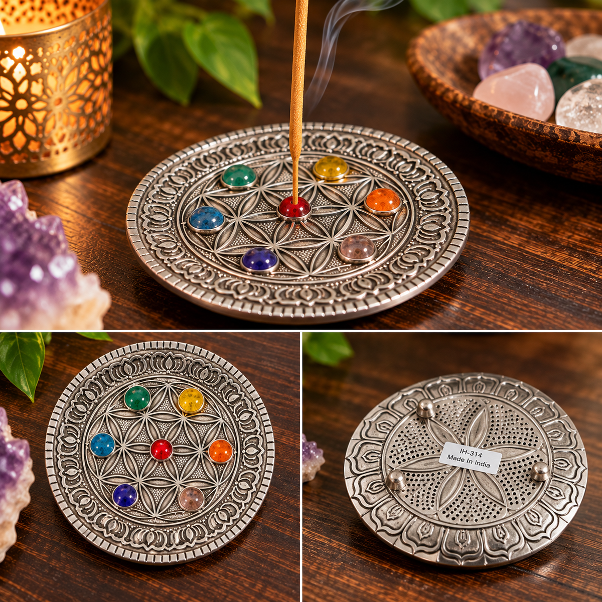 Chakra Incense Holder - Silver Mi Chakra