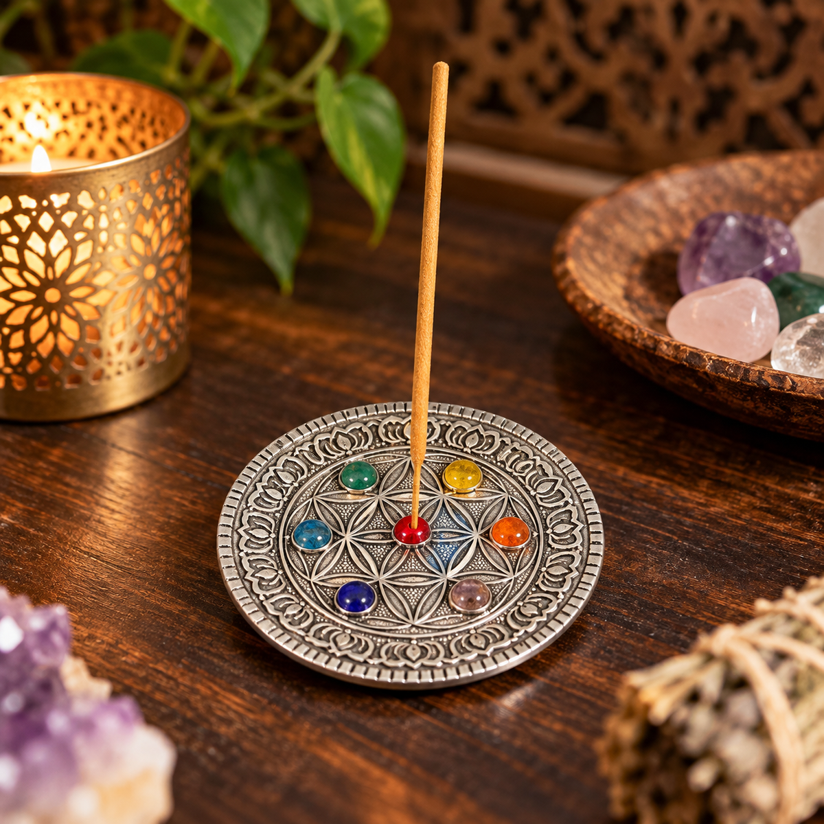 Chakra Incense Holder - Silver Mi Chakra