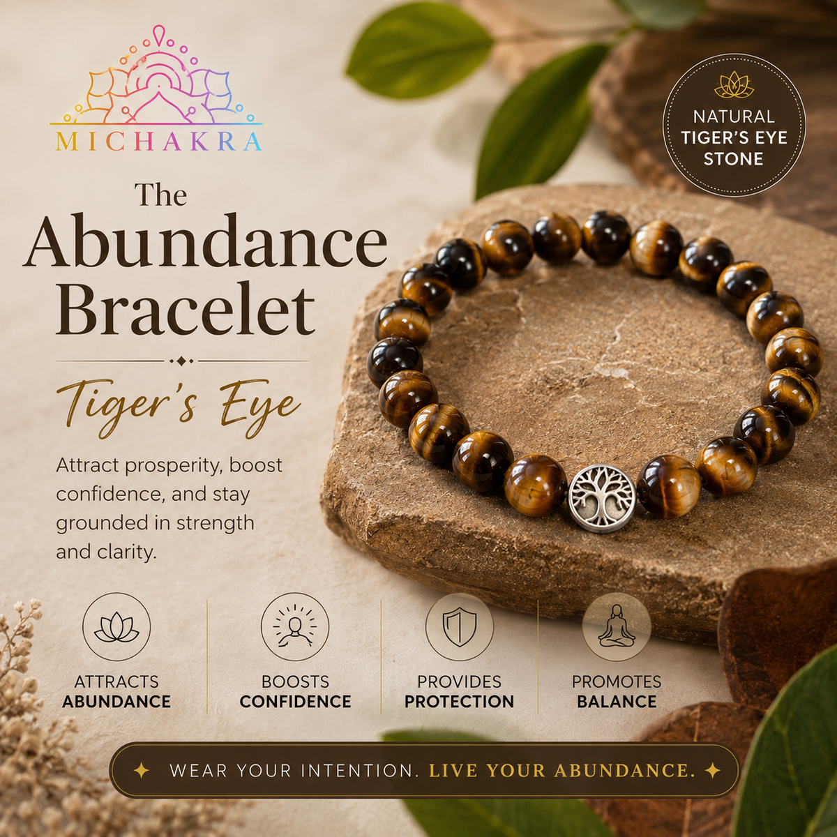The Abundance Bracelet - Tigers Eye Mi Chakra