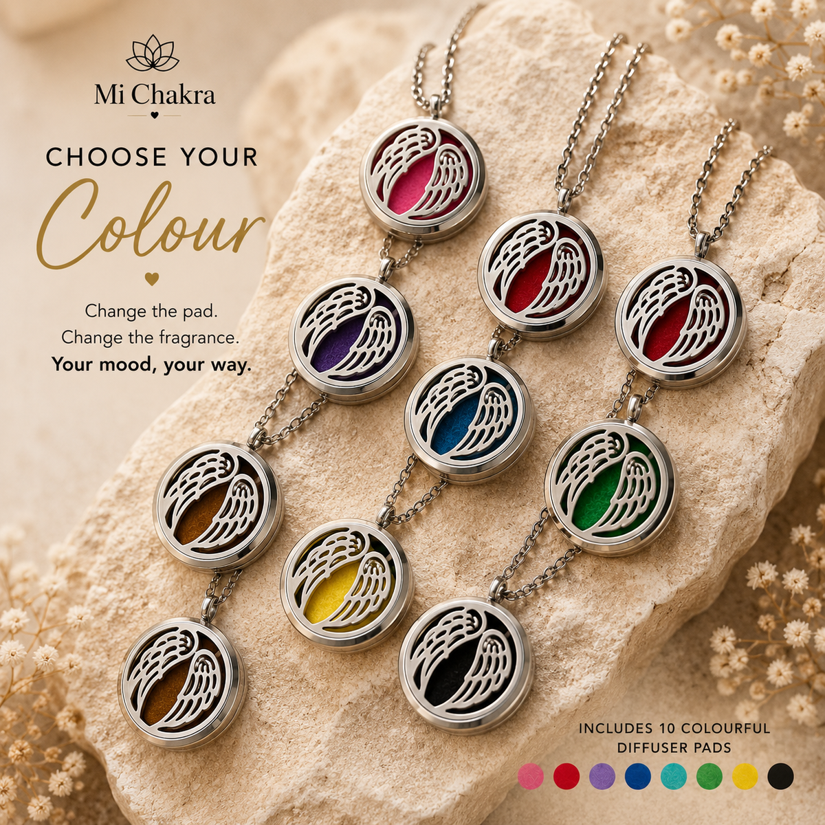 Angel Wings Diffuser Necklace Mi Chakra