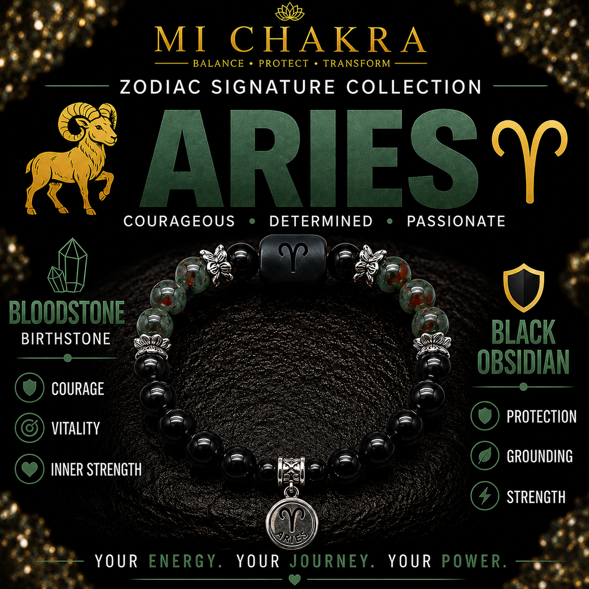 Aries Zodiac Crystal Bracelet Mi Chakra