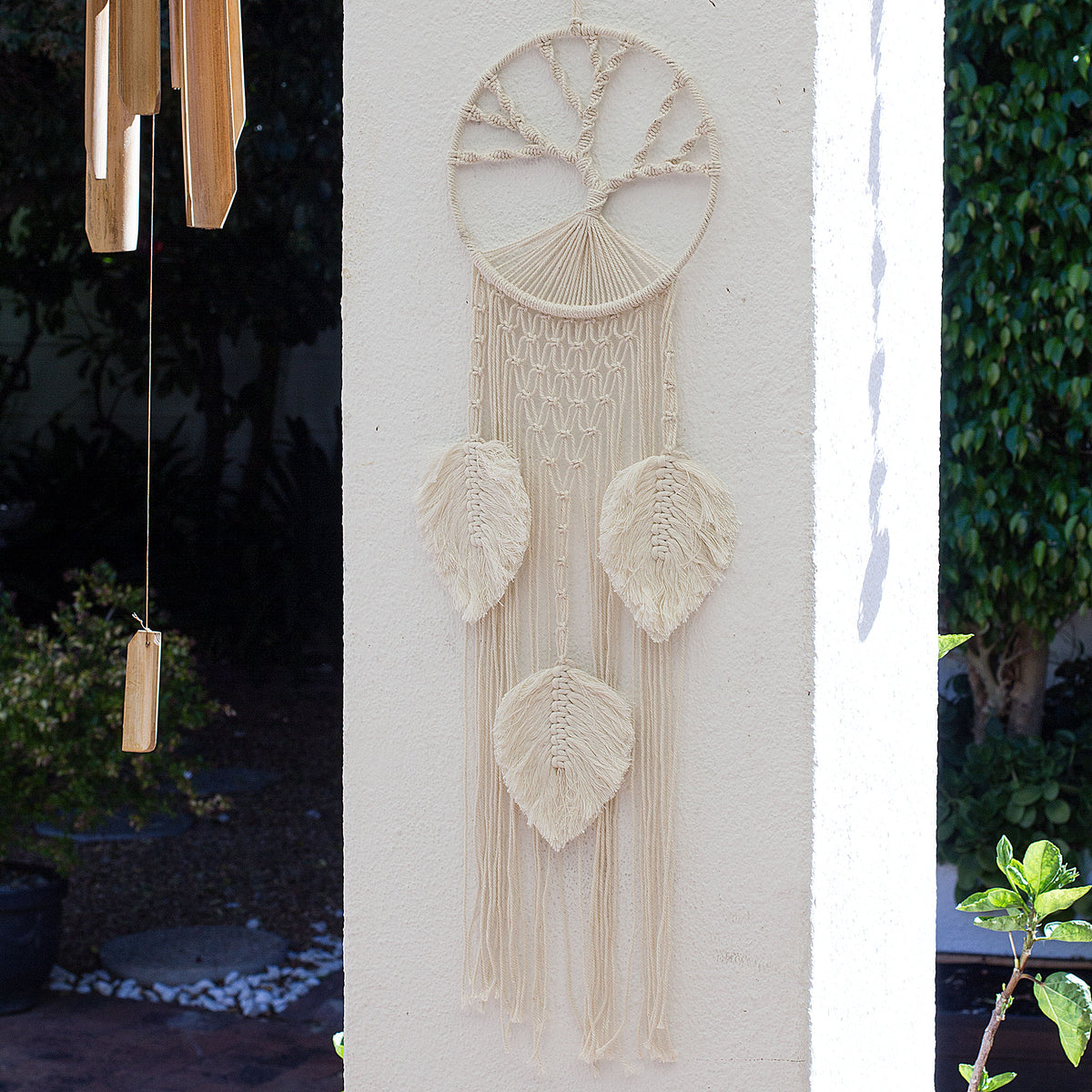 Bohemian Woven Tassel  Dream Catcher - White - Tree of Life Mi Chakra