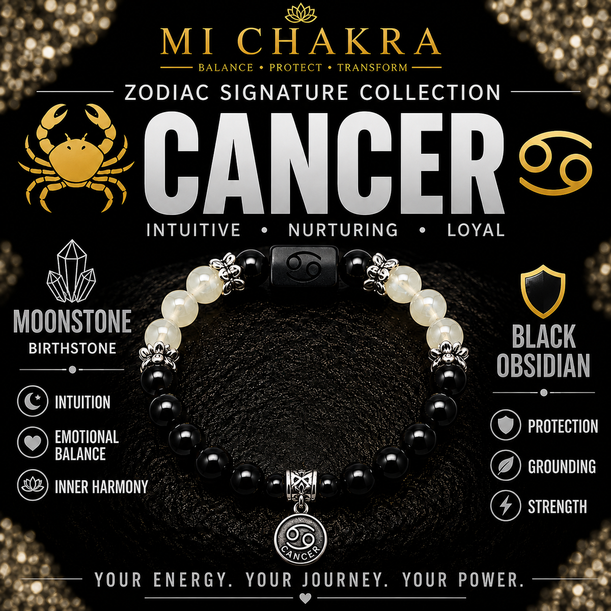 Cancer Zodiac Crystal Bracelet Mi Chakra