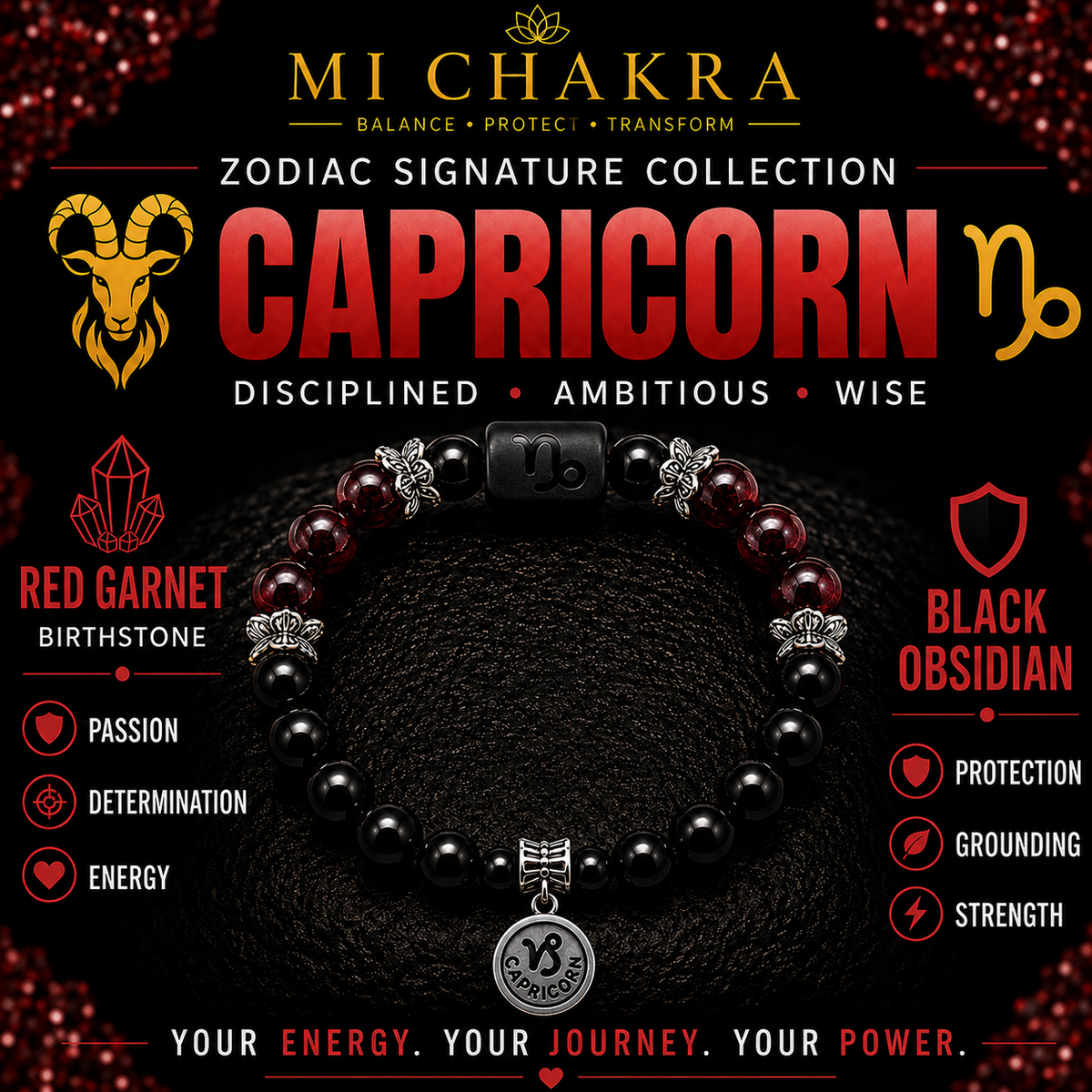 Capricorn Zodiac Crystal Bracelet Mi Chakra