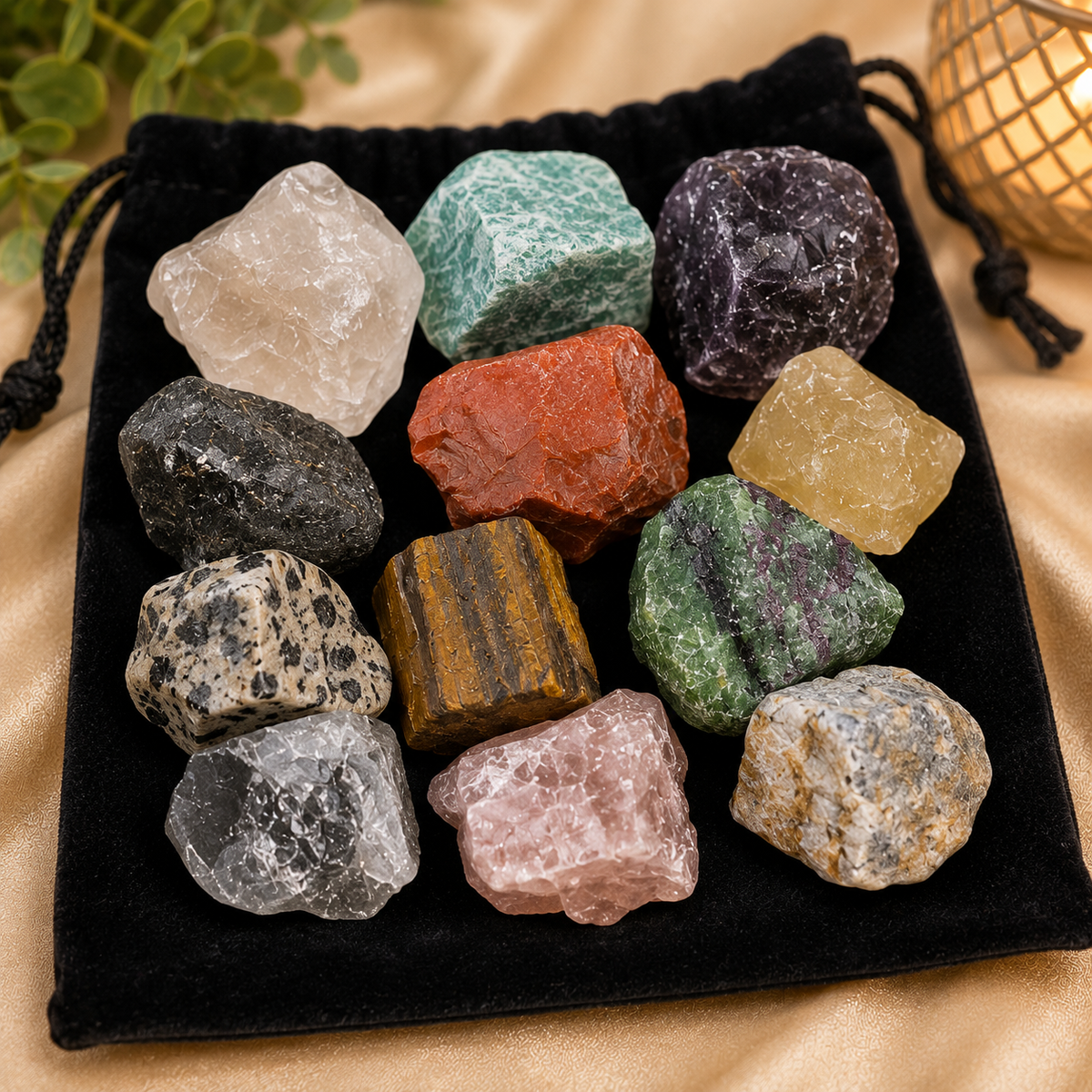 Raw Crystal Collection Gift Set | 12 Natural Healing Stones Mi Chakra