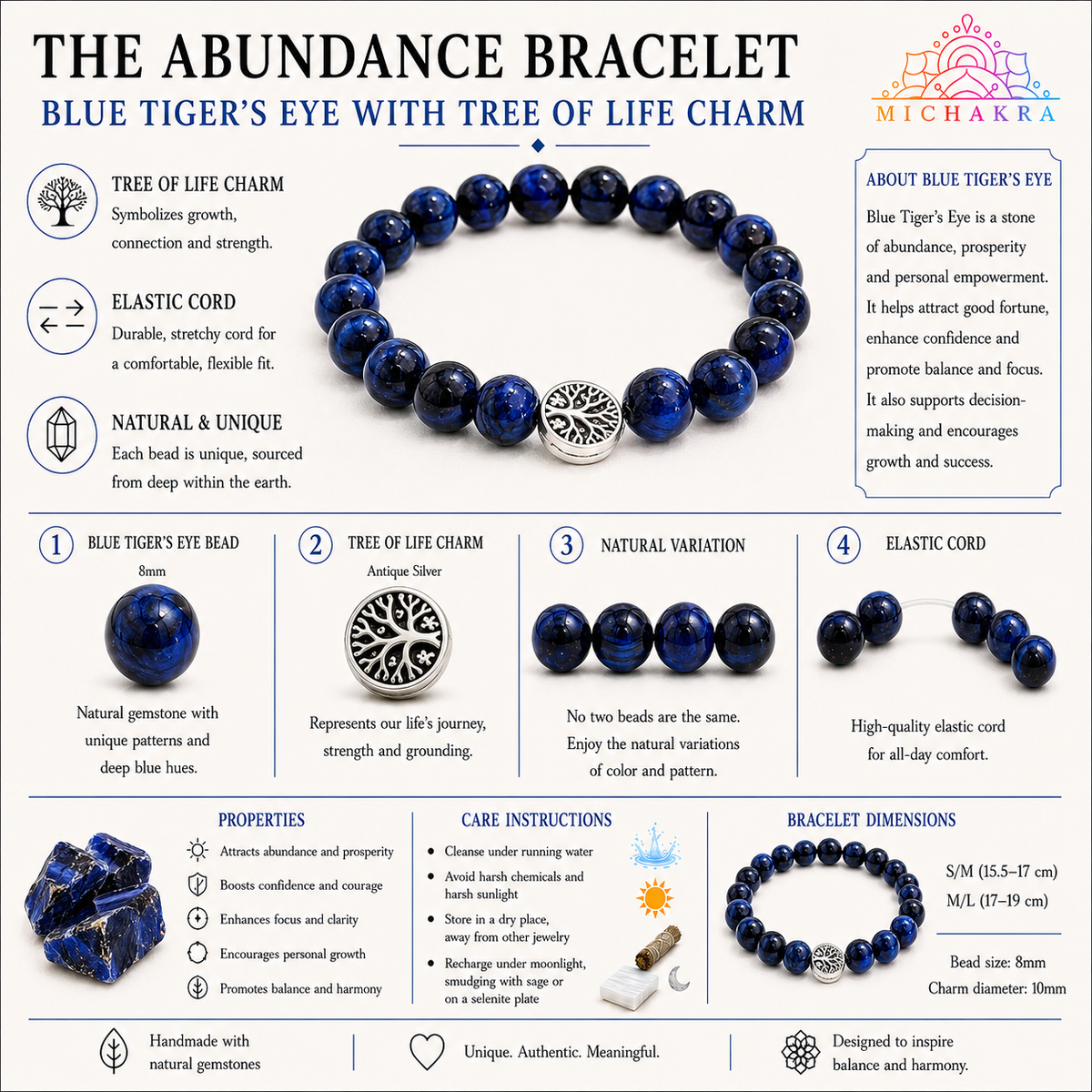 The Abundance Bracelet - Blue Tigers Eye Mi Chakra