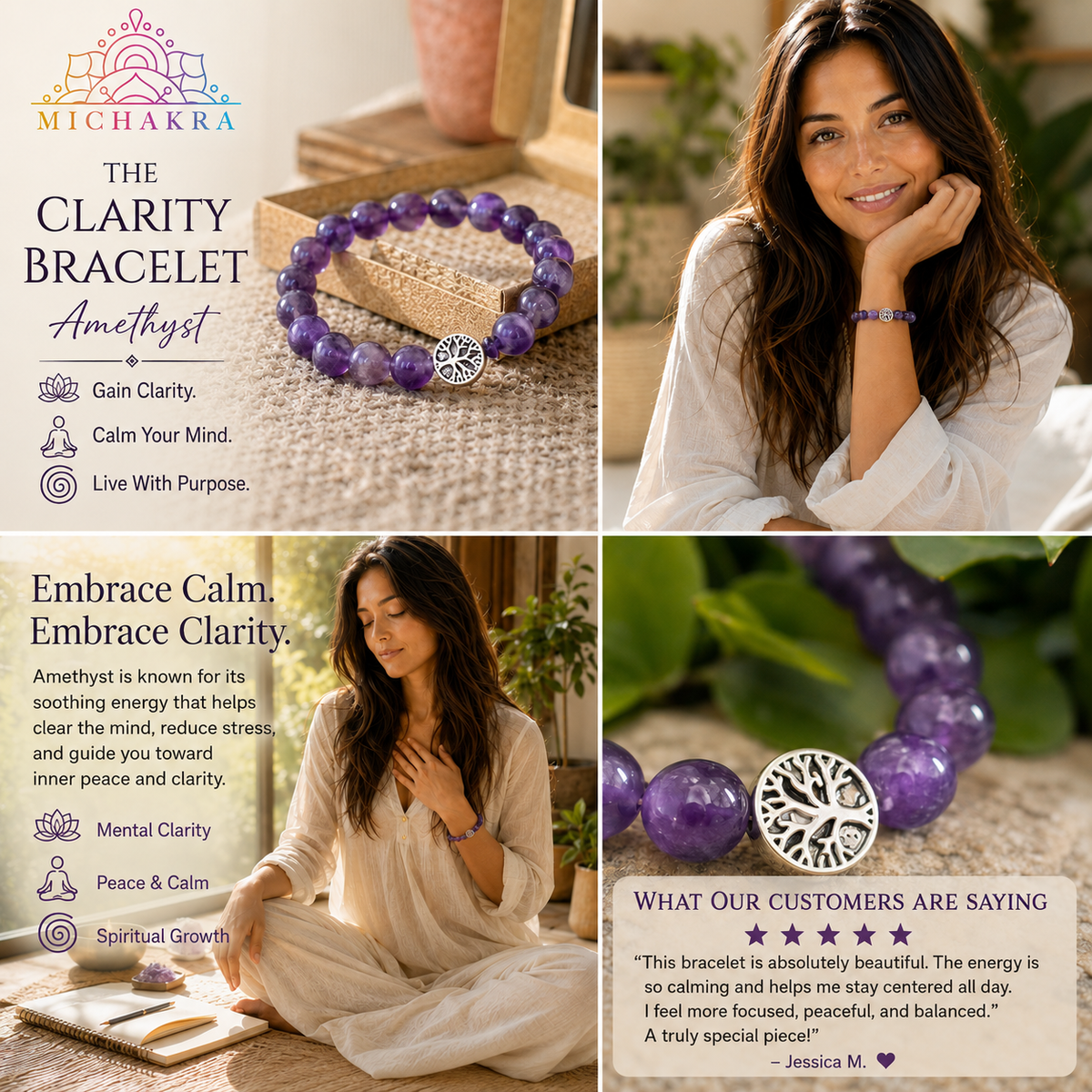 The Calrity Bracelet - Amethyst - Mi Chakra