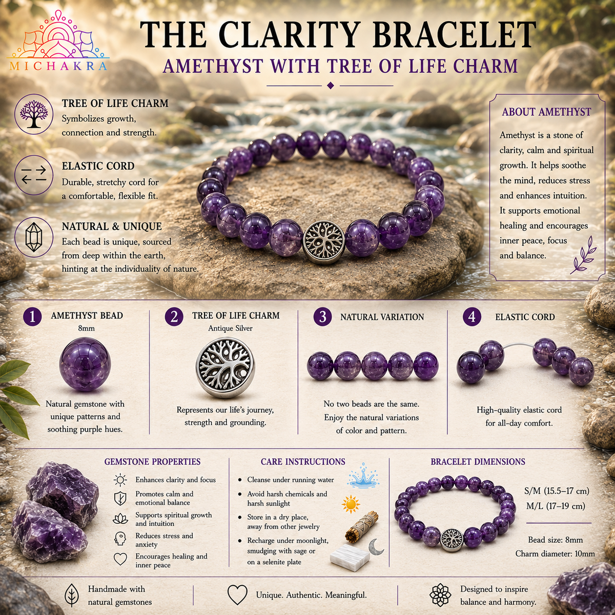 The Calrity Bracelet - Amethyst - Mi Chakra
