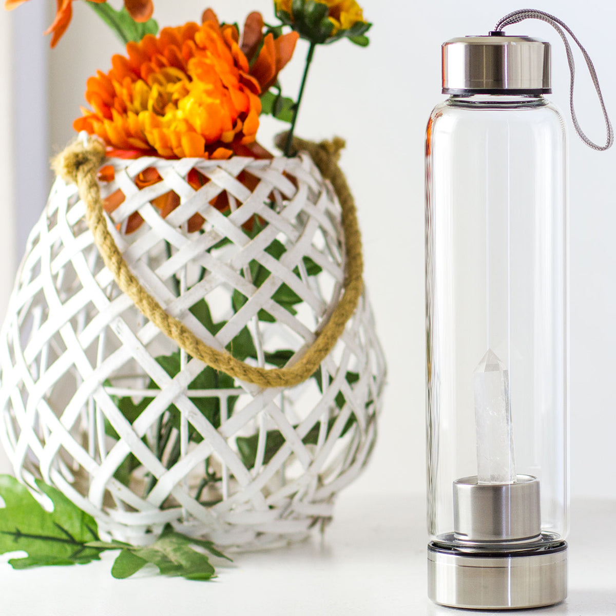 Crystal Essence Water Bottle - Clear Quartz Mi Chakra