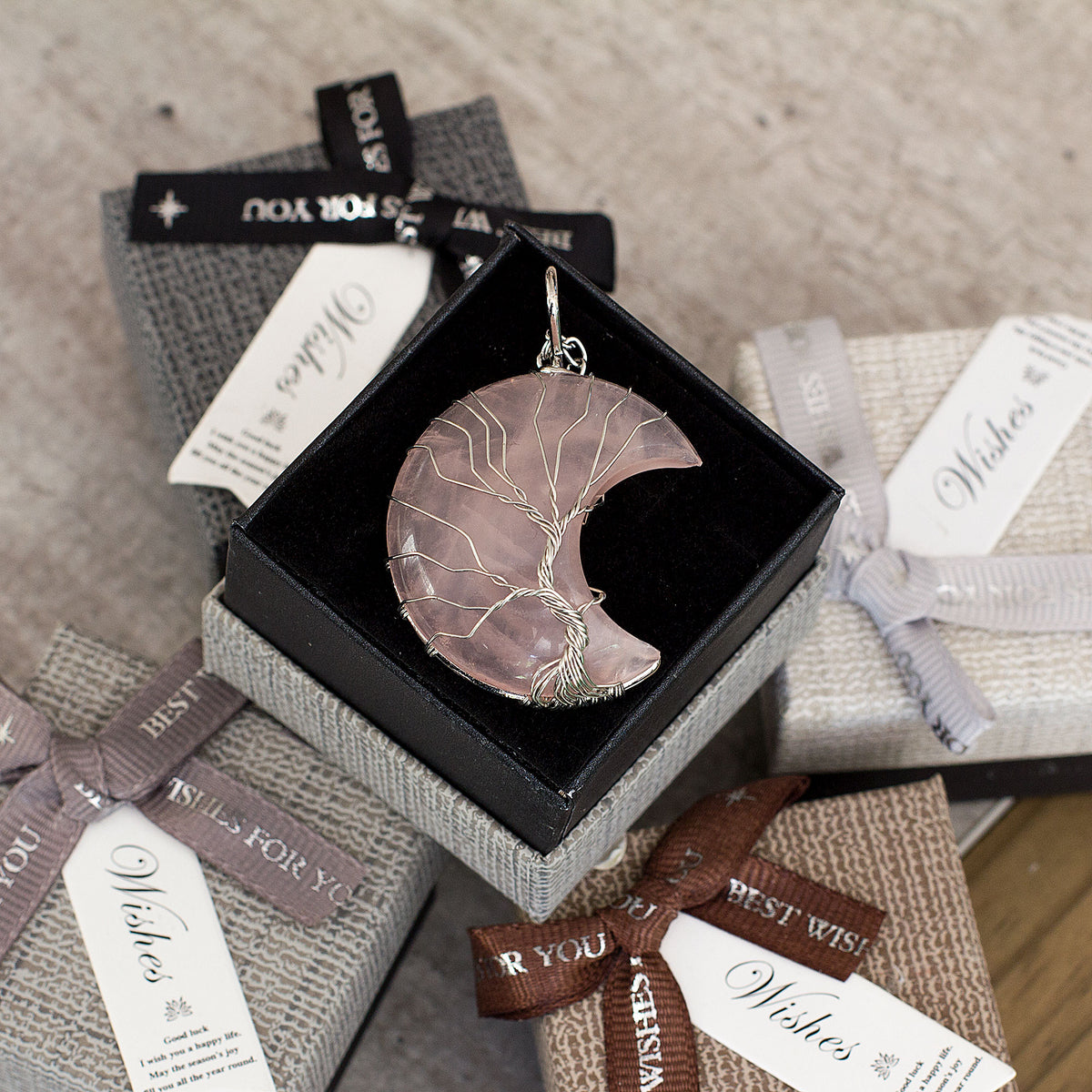 Moon / Crescent Necklace - Rose Quartz Mi Chakra