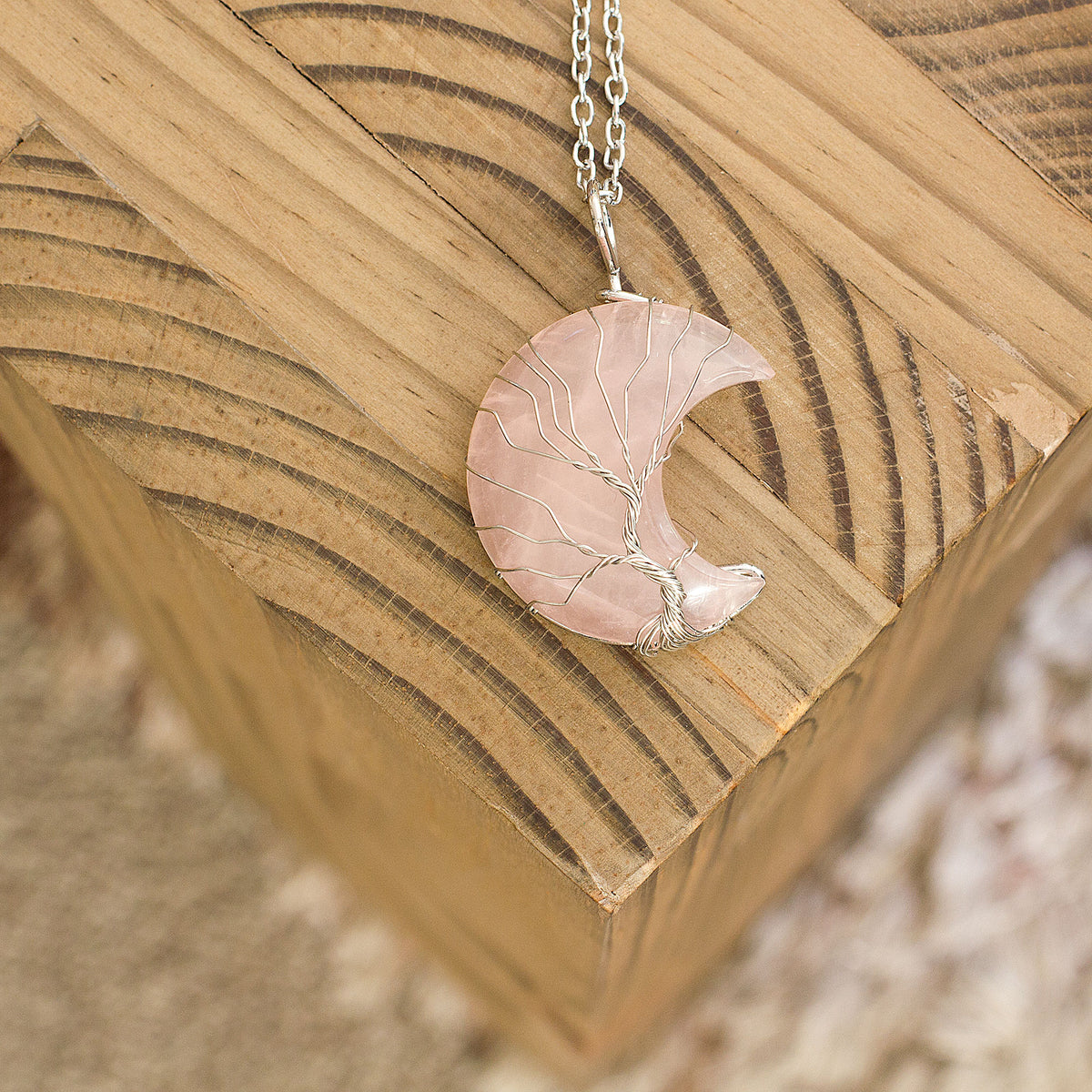 Moon / Crescent Necklace - Rose Quartz Mi Chakra