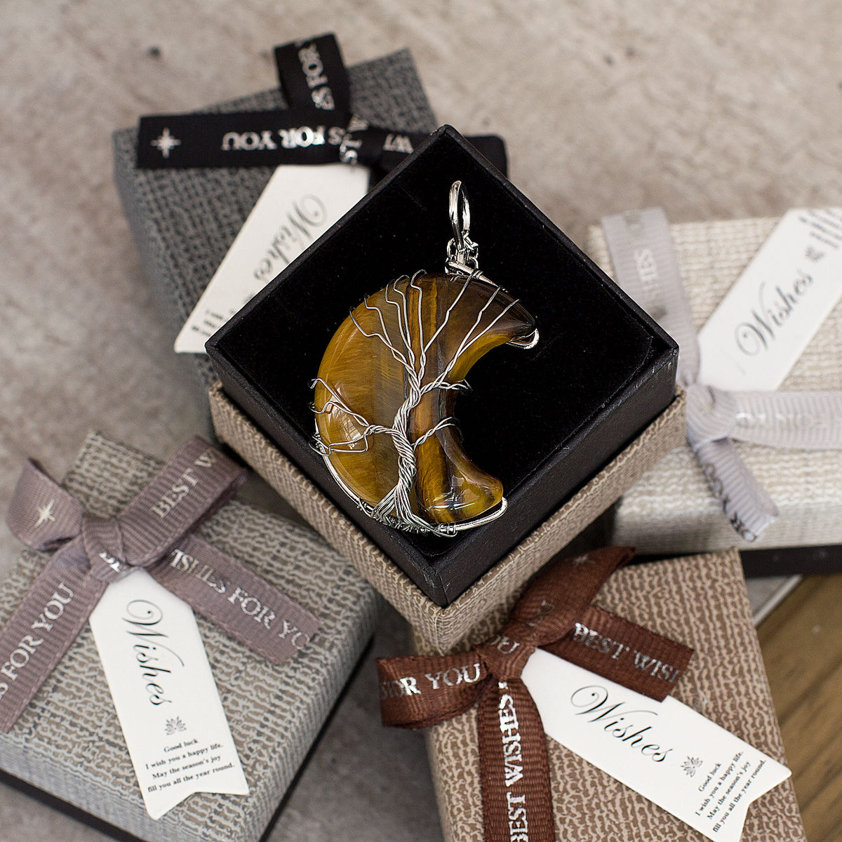 Moon / Crescent Necklace - Tigers Eye Mi Chakra