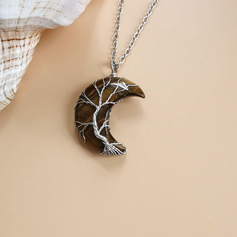 Moon / Crescent Necklace - Tigers Eye Mi Chakra