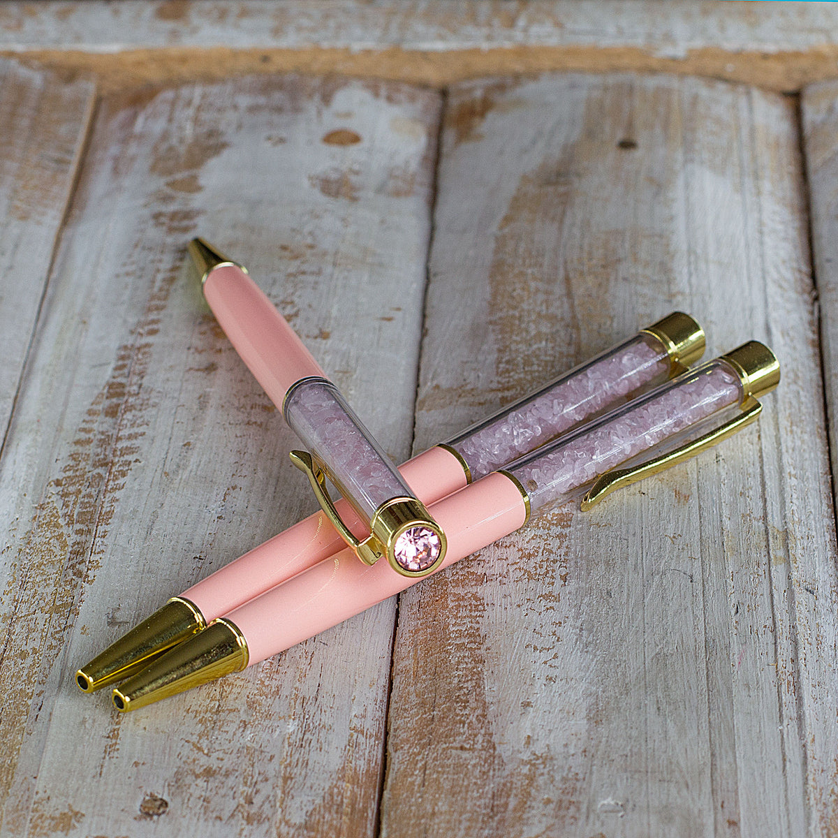 Crystal Gemstone Pen  - Gold - Rose Quartz Mi Chakra