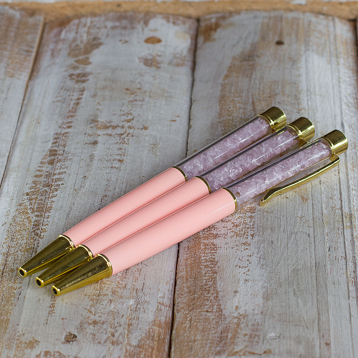 Crystal Gemstone Pen  - Gold - Rose Quartz Mi Chakra