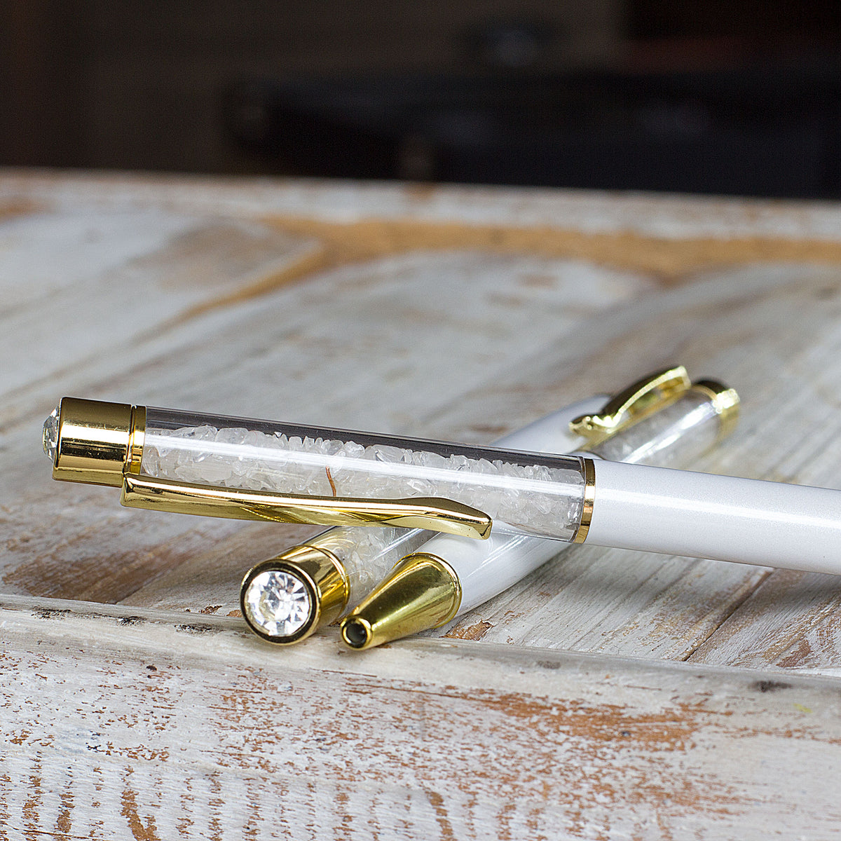 Crystal Gemstone Pen  - Silver - Quartz (Copy) Mi Chakra