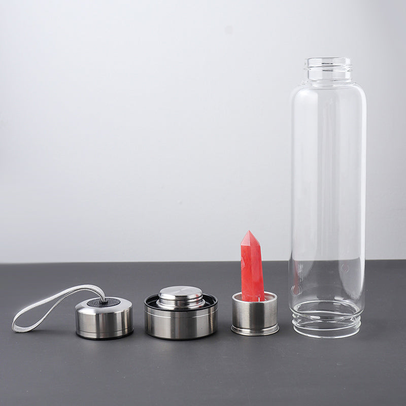 Crystal Essence Water Bottle - Rose Quartz Mi Chakra