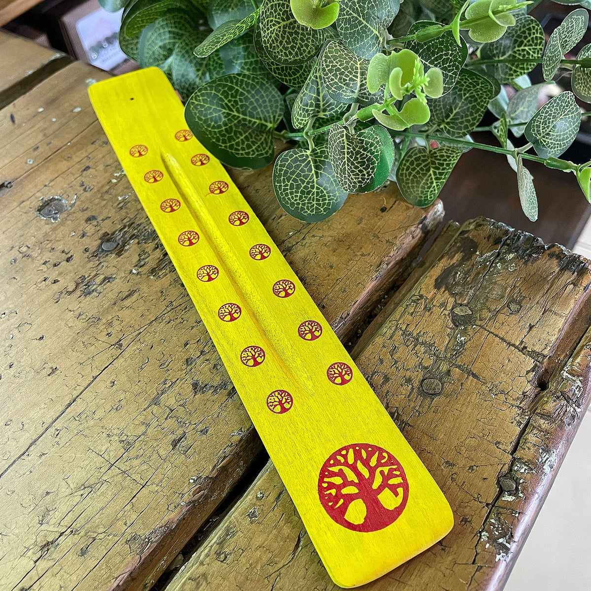 Wooden flat incense holder - tree of life Mi Chakra