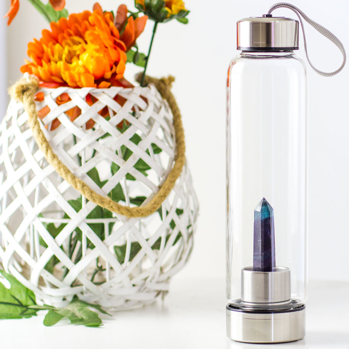 Crystal Essence Water Bottle - Fluorite Mi Chakra