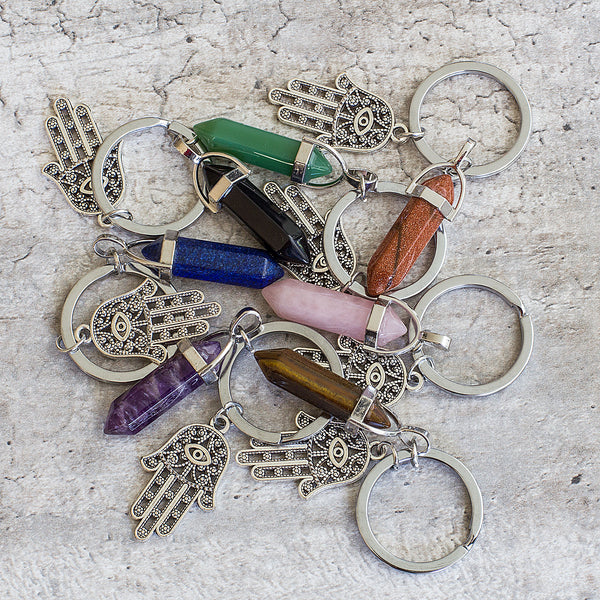 Hama Key Rings Hamsa Hand Keyring - Goldstone - Mi Chakra