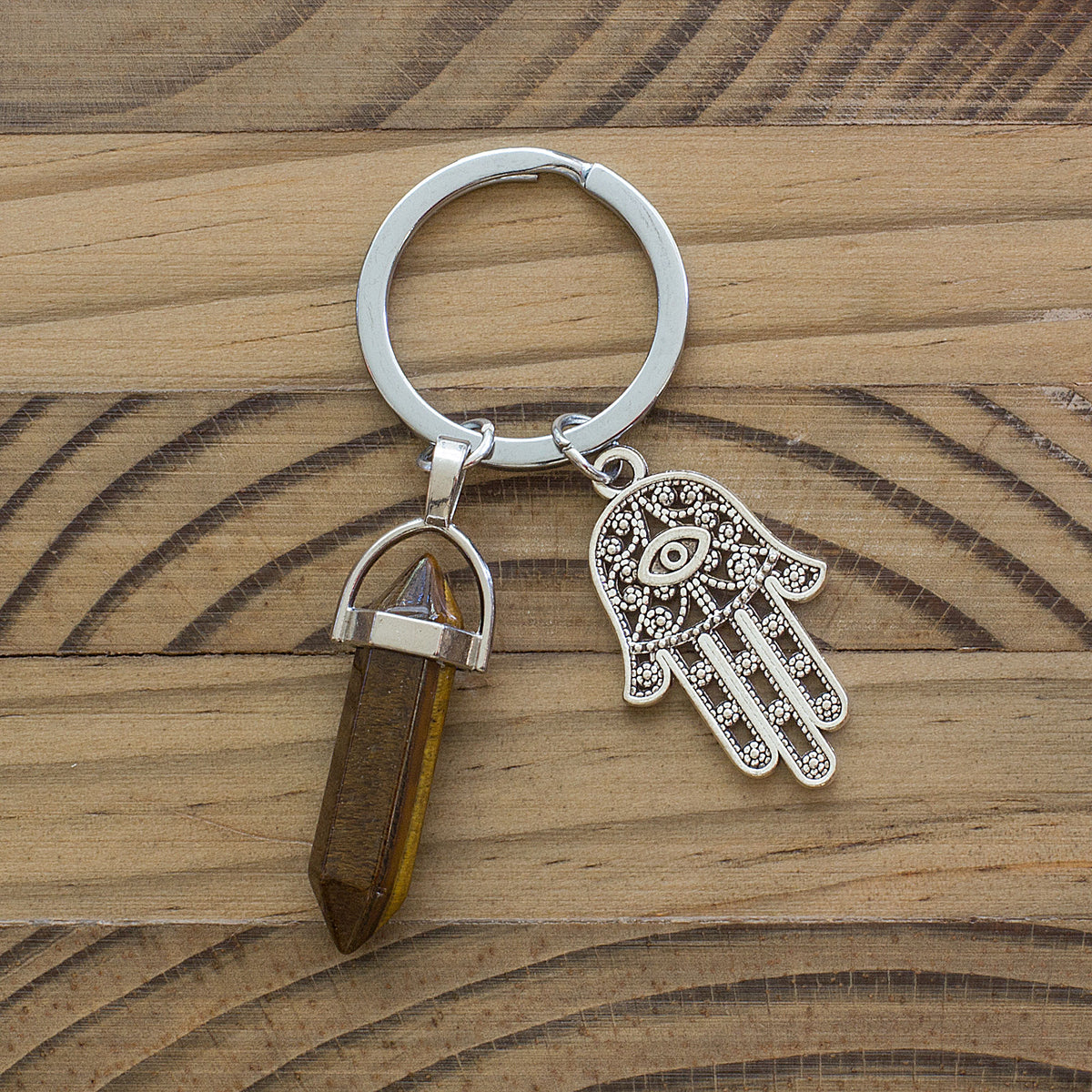 Hamsa Hand Keyring - Tigers Eye Mi Chakra