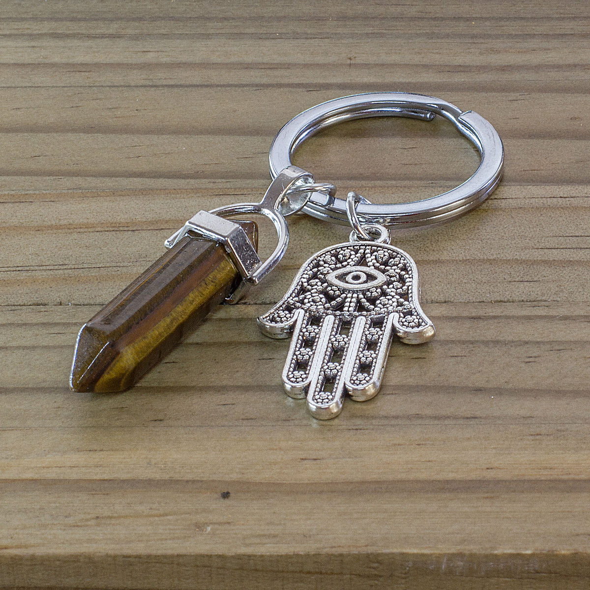Hamsa Hand Keyring - Tigers Eye Mi Chakra