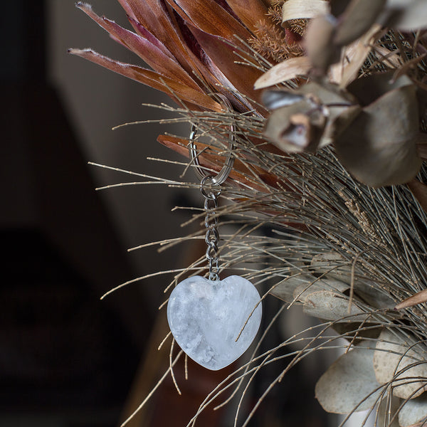 Heart Keyring - Clear Quartz - Mi Chakra