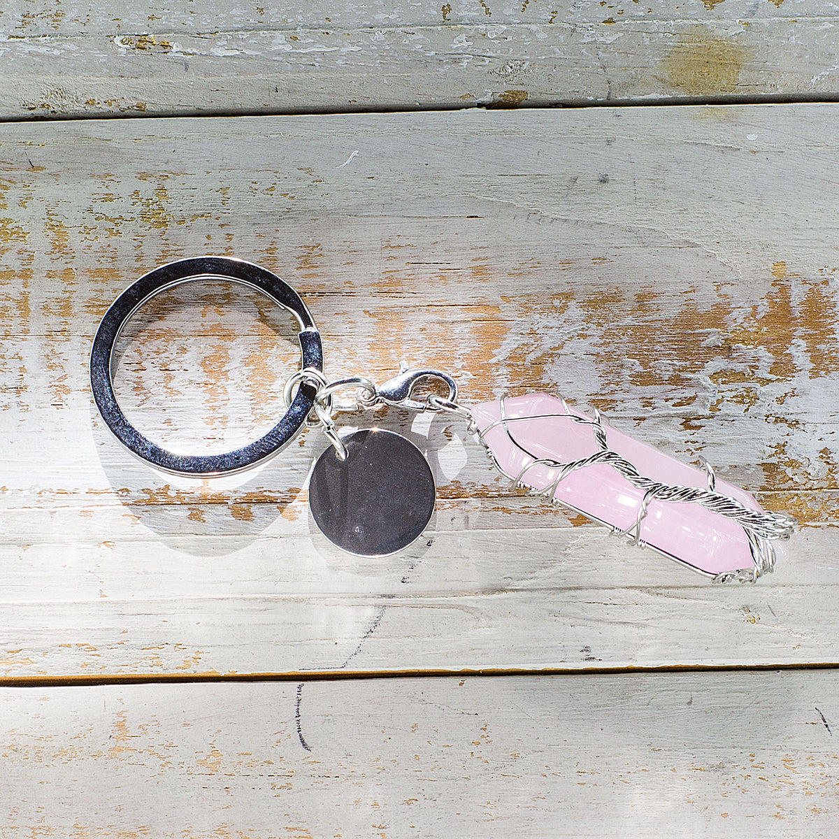 Hexagonal Keyring - Rose Quartz Mi Chakra