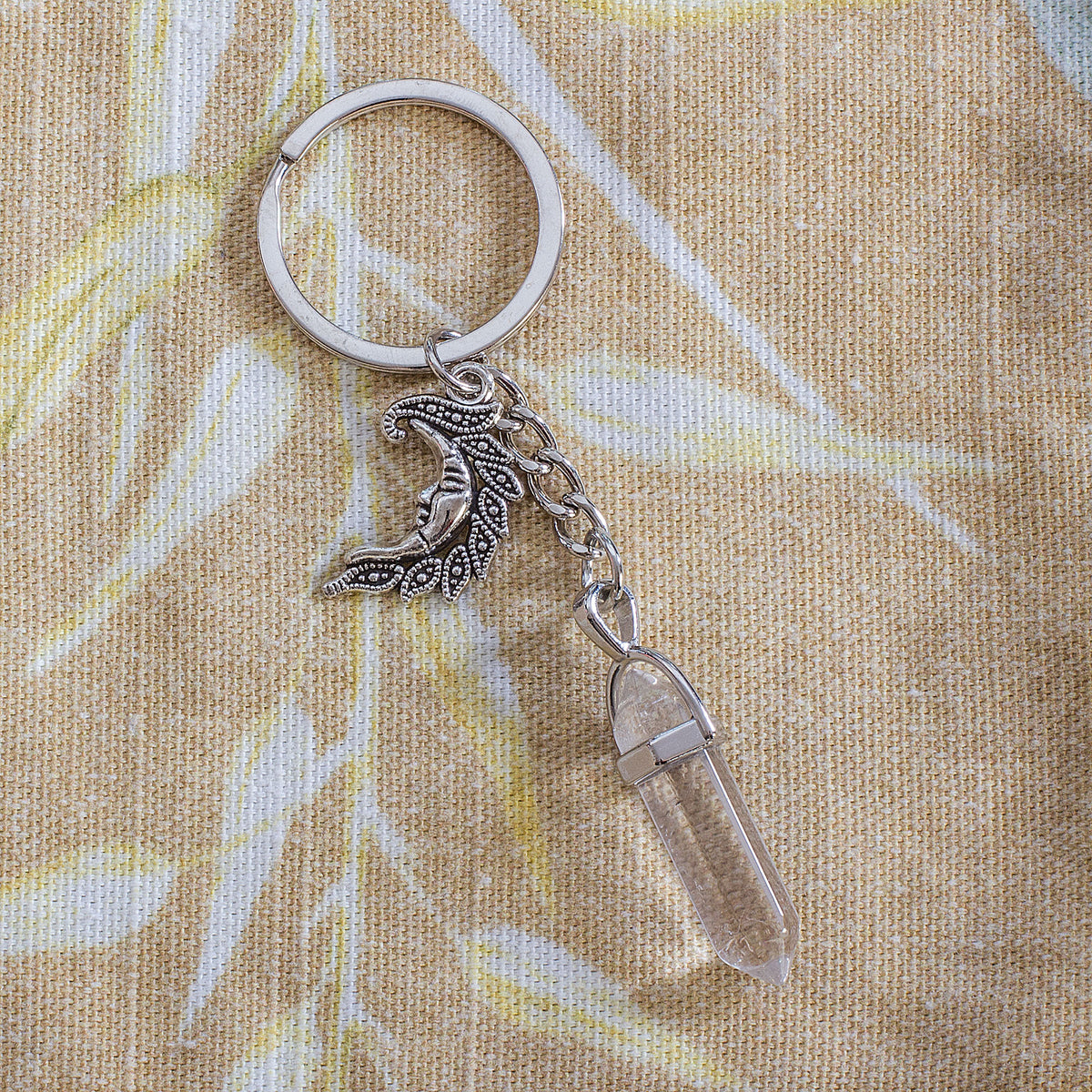Moon Keyring - Clear Quartz Mi Chakra