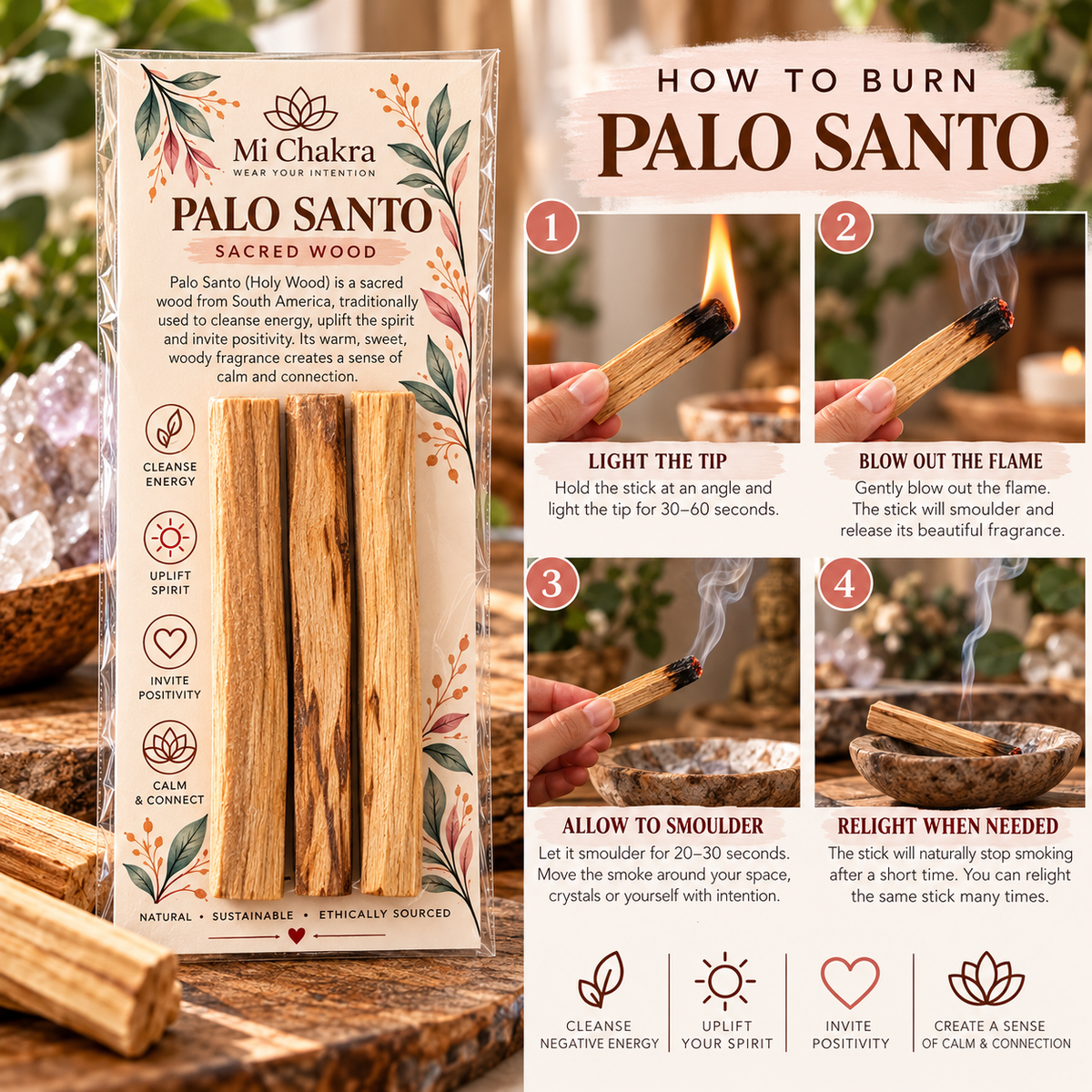 Paulo Santo (Holy Wood) Sticks Mi Chakra