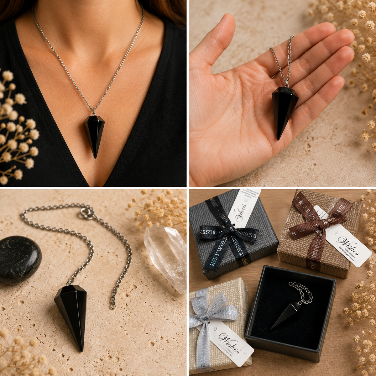 Pendulum Necklace - Black Obsidian Mi Chakra