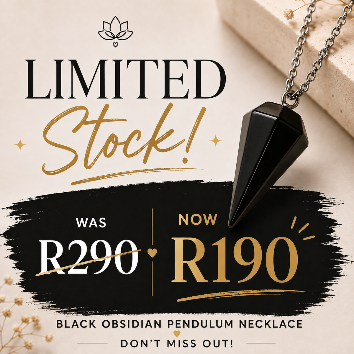 Pendulum Necklace - Black Obsidian Mi Chakra