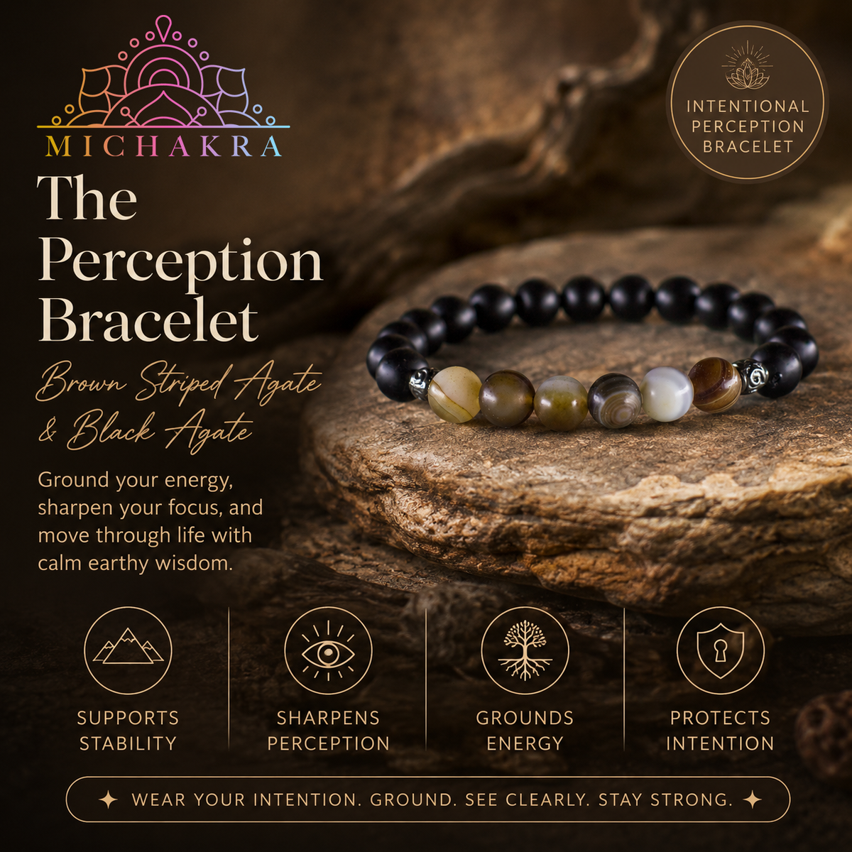 The Perception Bracelet (Brown) Mi Chakra
