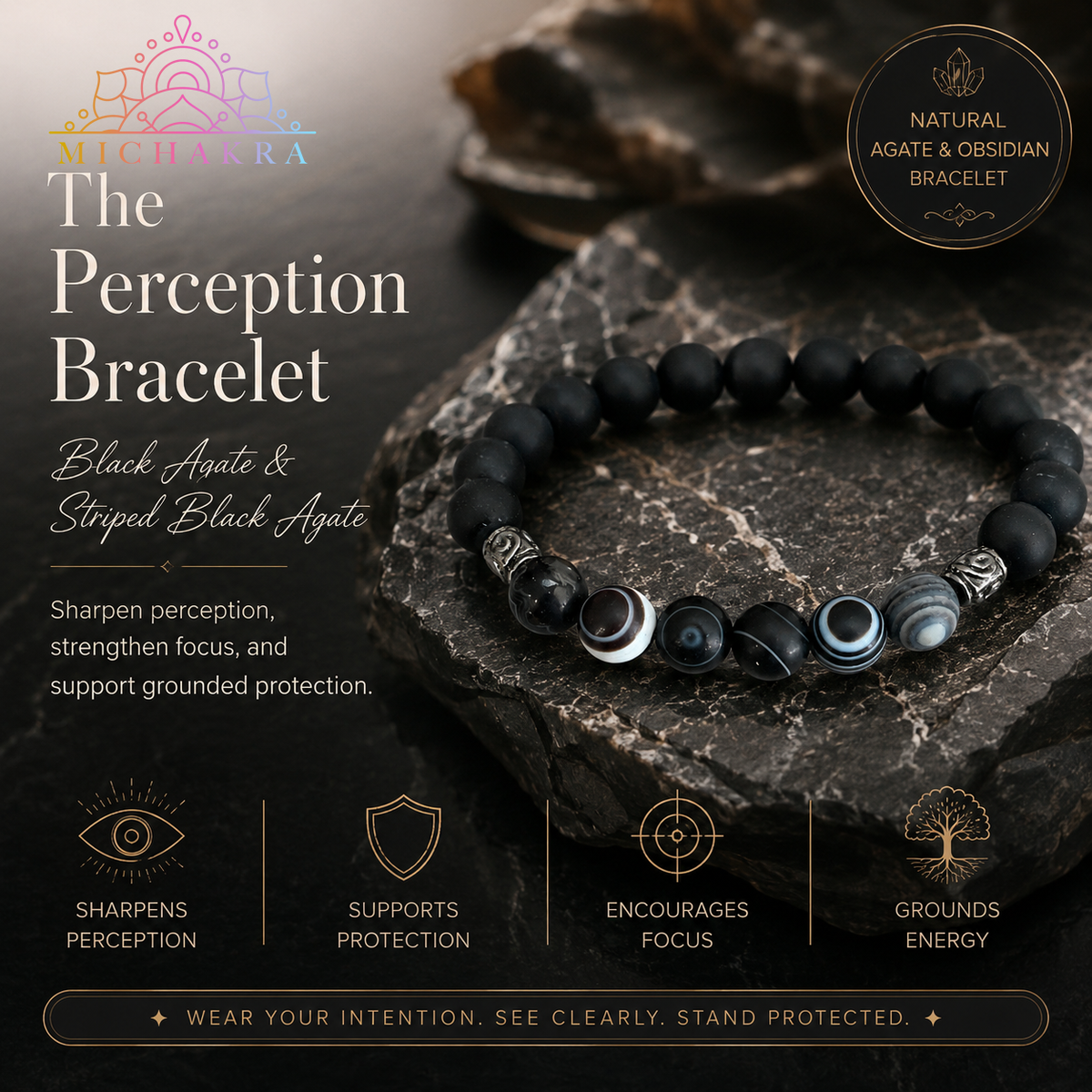 The Perception Bracelet (Black) Mi Chakra
