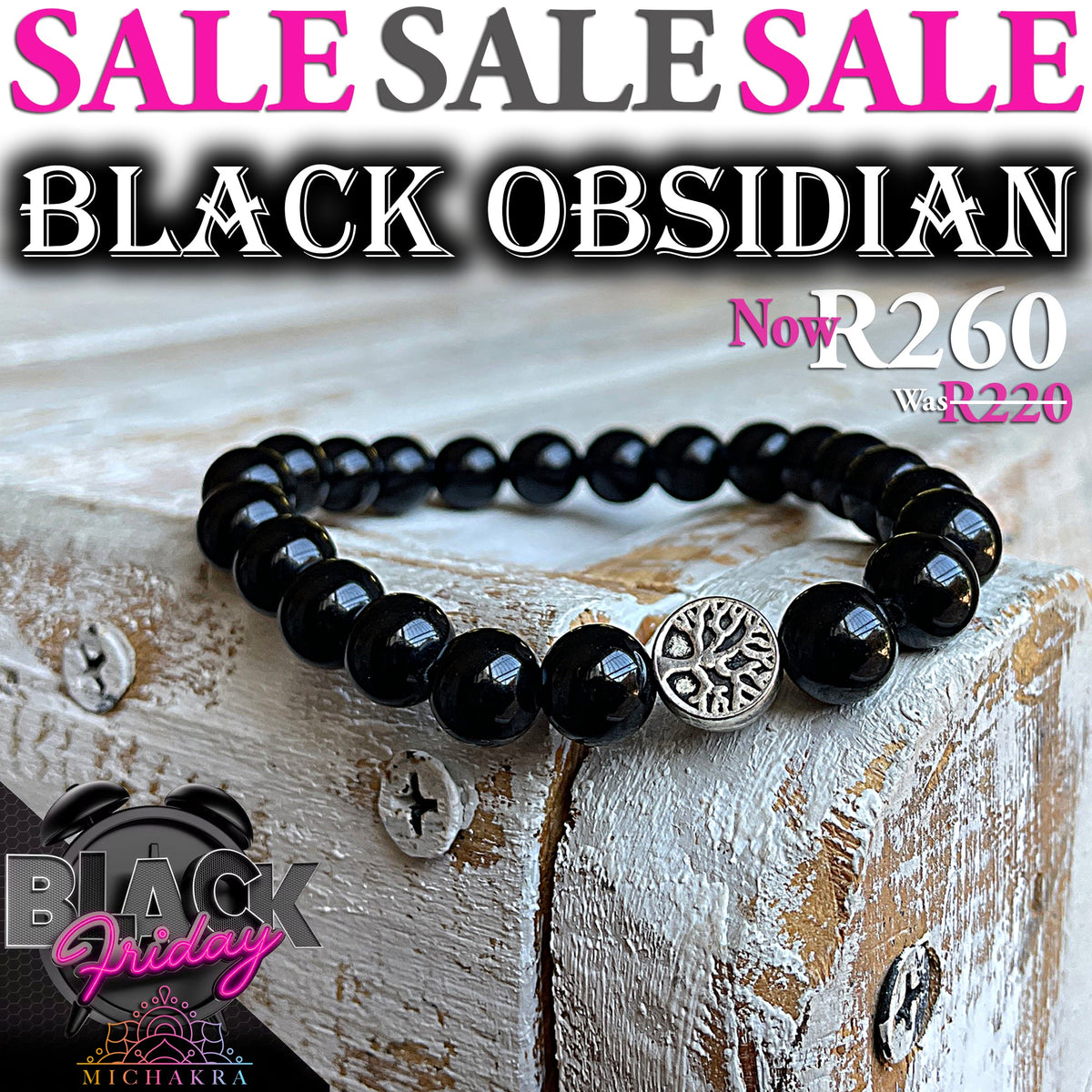 The Power Bracelet - Black Obsidian Mi Chakra