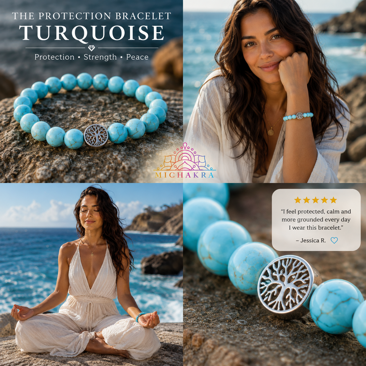 The Protection Bracelet - Turquoise Crystals - Mi Chakra