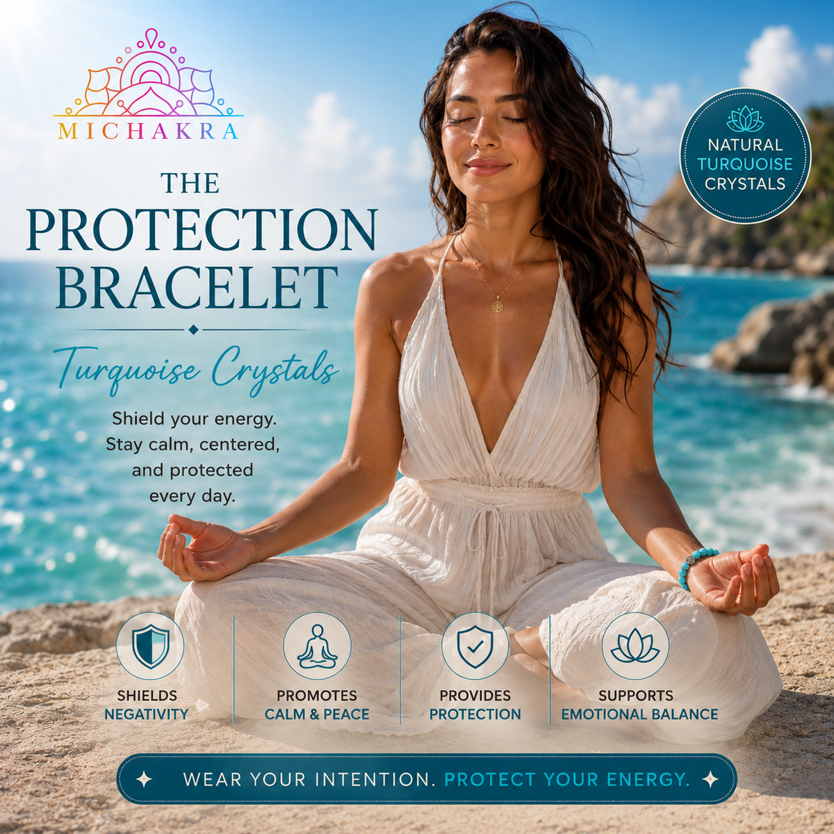 The Protection Bracelet - Turquoise Mi Chakra