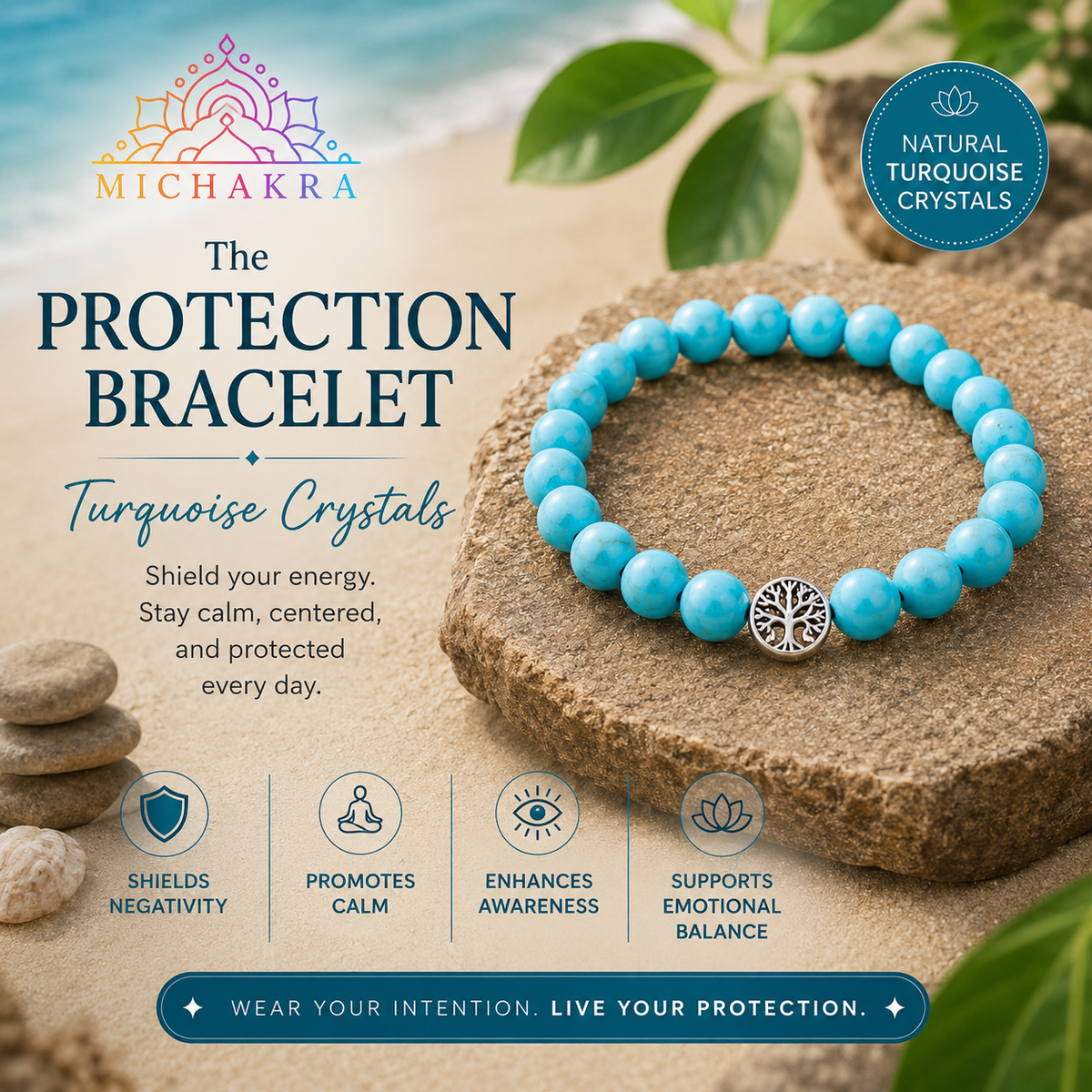 The Protection Bracelet - Turquoise Mi Chakra
