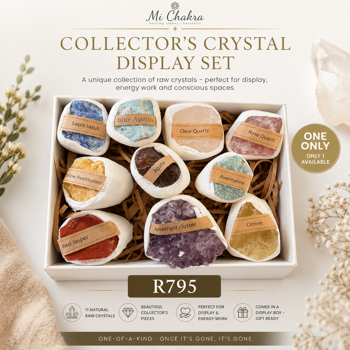 Raw Crystal Collection Gift Set | 12 Natural Healing Stones Mi Chakra