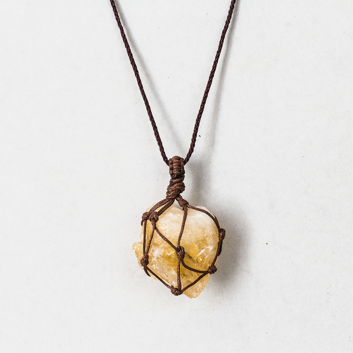 Rough Stone in Net Necklace - Citrine Mi Chakra