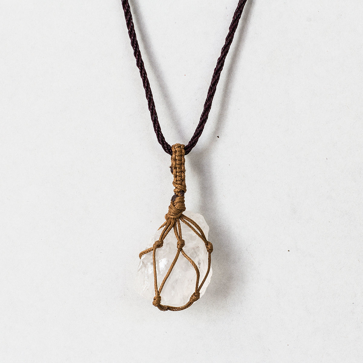 Rough Stone in Net Necklace - Quartz Mi Chakra