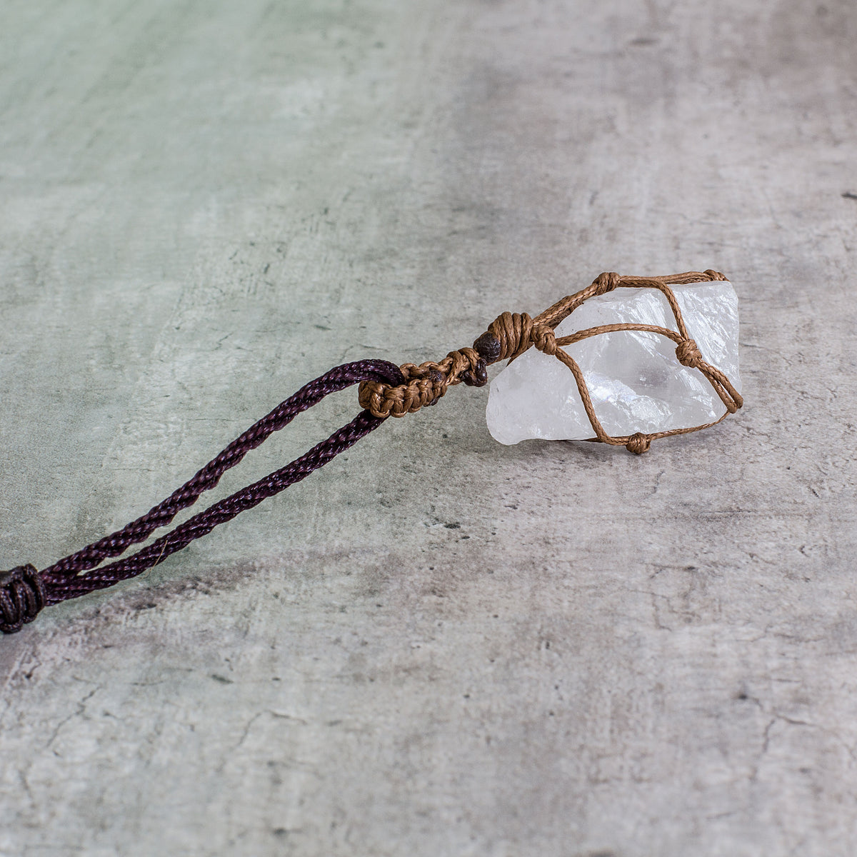 Rough Stone in Net Necklace - Quartz Mi Chakra
