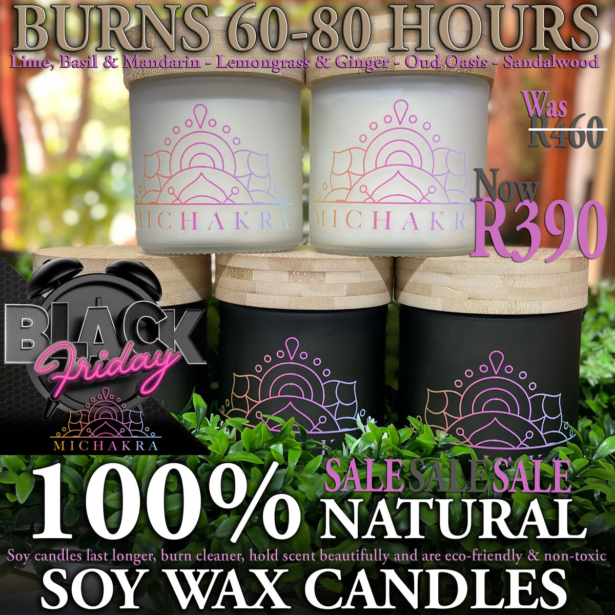 100% Soy wax, Hand Crafted, Mi Chakra scented candles (400g) Mi Chakra
