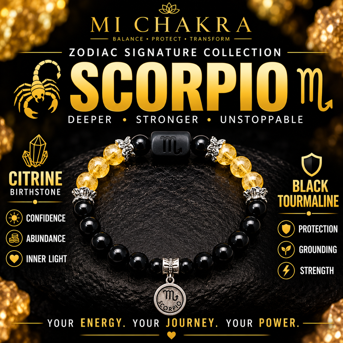 Scorpio Zodiac Crystal Bracelet Mi Chakra