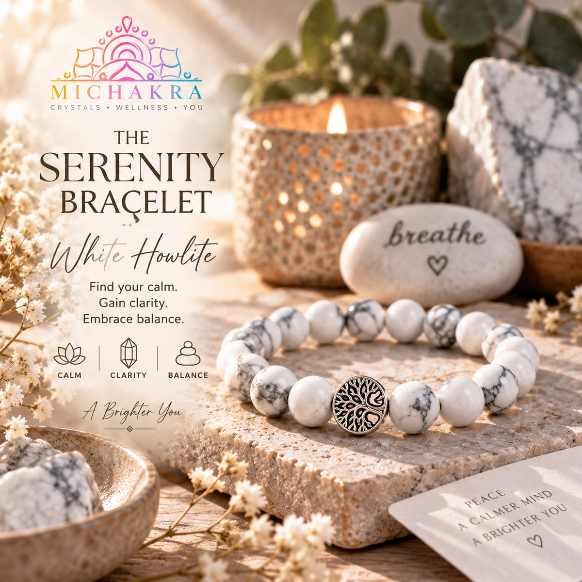 The Serenity Bracelet - White Howlite Mi Chakra