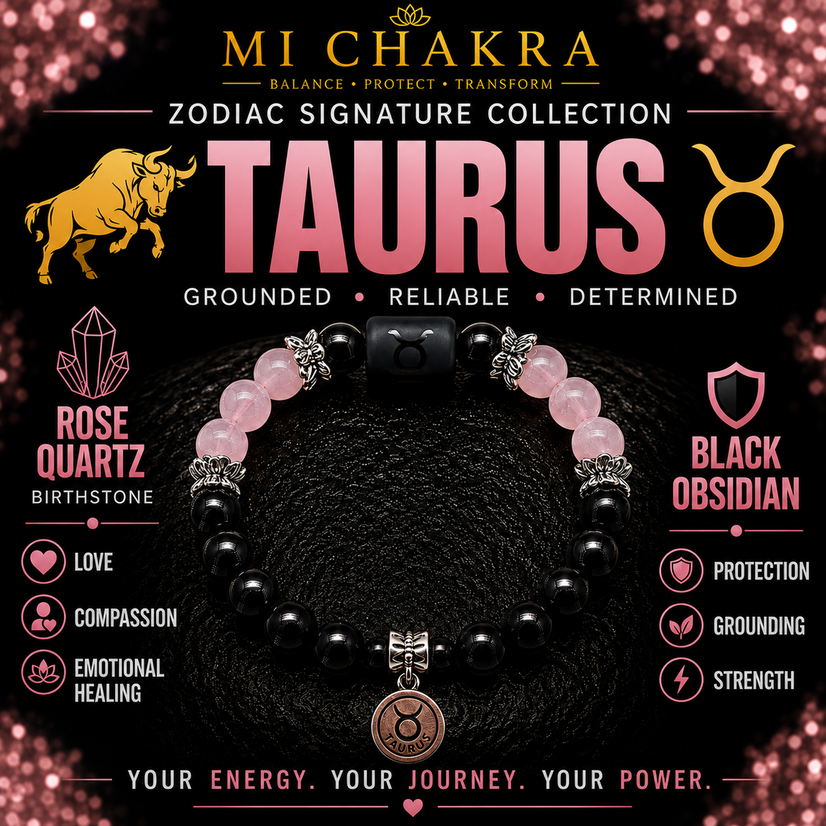 Taurus Zodiac Crystal Bracelet Mi Chakra